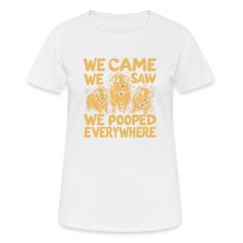 Meerschweinchen Humor - Pooped Everywhere - Frauen T-Shirt atmungsaktiv - Weiß - Vorne - AI Model Female 172 dark (172cm)