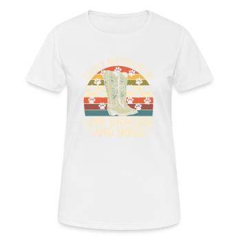 Danse en ligne et amour des chiens combinés - T-shirt respirant Femme - blanc - Devant - AI Model Female 172 dark (172cm)