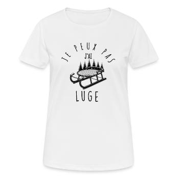 Ich kann nicht, ich bin Schlitten gefahren - Frauen T-Shirt atmungsaktiv - Weiß - Vorne - AI Model Female 172 dark (172cm)