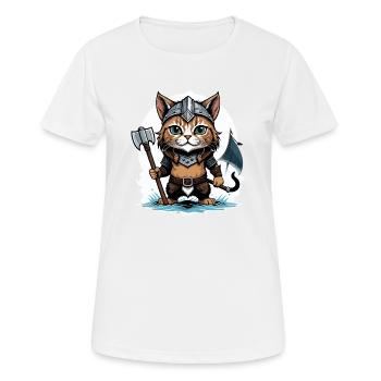 Cat Wikinger Viking Katze Geschenk Süß - Frauen T-Shirt atmungsaktiv - Weiß - Vorne - AI Model Female 172 dark (172cm)