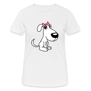 Dog Sitting Little Pretty Lady Bow Female - Women's Breathable T-Shirt - white - Front - AI Model Female 172 dark (172cm)