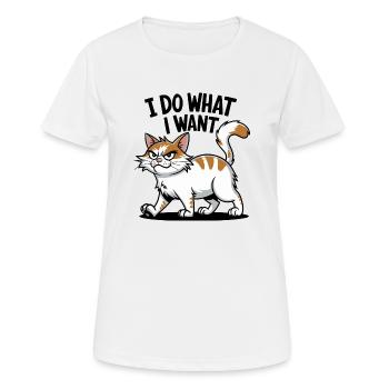 Selbstbewusste Katze: Ich mache, was ich will Design - Frauen T-Shirt atmungsaktiv - Weiß - Vorne - AI Model Female 172 dark (172cm)