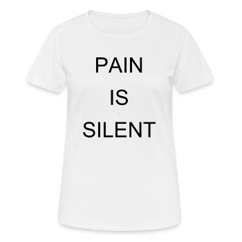 PAIN IS SILENT Arial - Women's Breathable T-Shirt - white - Front - AI Model Female 172 dark (172cm)
