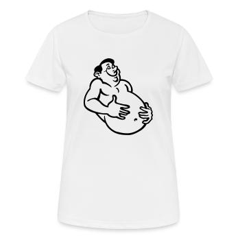 bauch - Frauen T-Shirt atmungsaktiv - Weiß - Vorne - AI Model Female 172 dark (172cm)