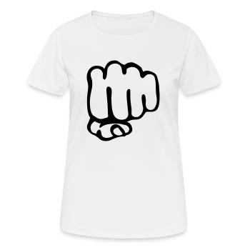 Faust - Frauen T-Shirt atmungsaktiv - Weiß - Vorne - AI Model Female 172 dark (172cm)