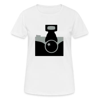 Camera - Women's Breathable T-Shirt - white - Front - AI Model Female 172 dark (172cm)