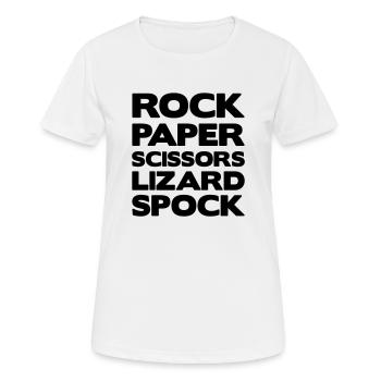 RockPaper - Frauen T-Shirt atmungsaktiv - Weiß - Vorne - AI Model Female 172 dark (172cm)