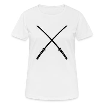 Katana Samurai épées croisées - T-shirt respirant Femme - blanc - Devant - AI Model Female 172 dark (172cm)