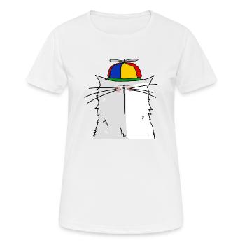Portrait of a cat with cap propeller - Women's Breathable T-Shirt - white - Front - AI Model Female 172 dark (172cm)