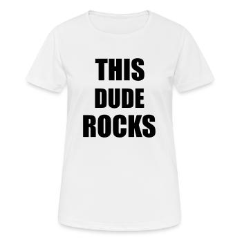 Dude Rocks - Frauen T-Shirt atmungsaktiv - Weiß - Vorne - AI Model Female 172 dark (172cm)