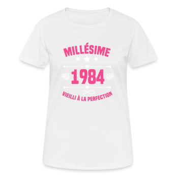 Femme Millésime 1984 Cadeau Anniversaire Humour - T-shirt respirant Femme - blanc - Devant - AI Model Female 172 dark (172cm)