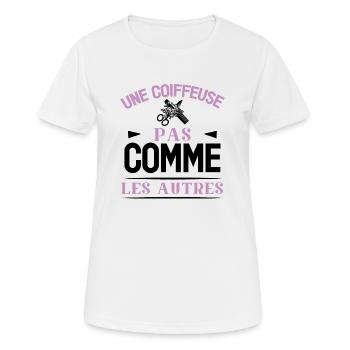 Une coiffeuse pas comme les autres cadeau humour - T-shirt respirant Femme - blanc - Devant - AI Model Female 172 dark (172cm)