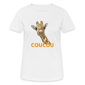 Girafe Coucou - T-shirt respirant Femme - blanc - Devant - AI Model Female 172 dark (172cm)