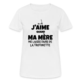 j aime ma mère / humour trottinette - T-shirt respirant Femme - blanc - Devant - AI Model Female 172 dark (172cm)