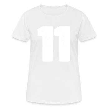 11 Zahl Trikot - Frauen T-Shirt atmungsaktiv - Weiß - Vorne - AI Model Female 172 dark (172cm)