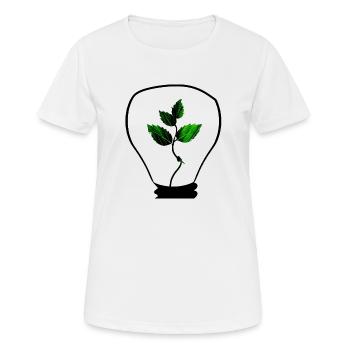 Nachhaltigkeit beginnt mit einer Idee - Frauen T-Shirt atmungsaktiv - Weiß - Vorne - AI Model Female 172 dark (172cm)