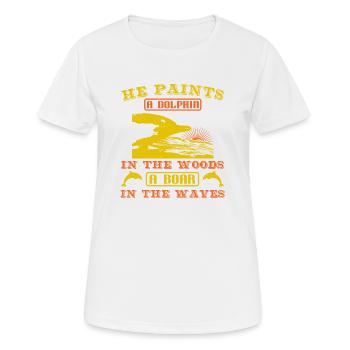 ER MALT DELFINE IM WALD EIN EBER IN DER WELLE - Frauen T-Shirt atmungsaktiv - Weiß - Vorne - AI Model Female 172 dark (172cm)