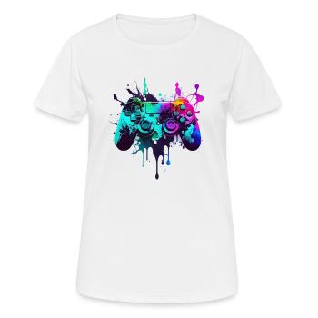 Neon Gaming Controller / Kontroller - Frauen T-Shirt atmungsaktiv - Weiß - Vorne - AI Model Female 172 dark (172cm)