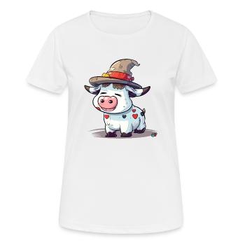Adi la vache au chapeau - T-shirt respirant Femme - blanc - Devant - AI Model Female 172 dark (172cm)
