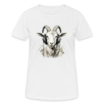 Minou la chèvre audiophile - T-shirt respirant Femme - blanc - Devant - AI Model Female 172 dark (172cm)