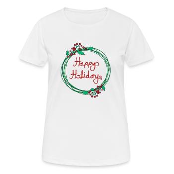 Joyeuses fêtes Couronne de guirlande de Noël - T-shirt respirant Femme - blanc - Devant - AI Model Female 172 dark (172cm)