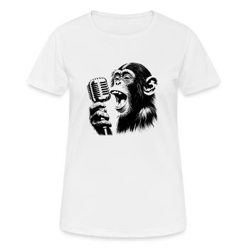 Affen Orchester Sänger mit Vintage Mikrophon - Frauen T-Shirt atmungsaktiv - Weiß - Vorne - AI Model Female 172 dark (172cm)