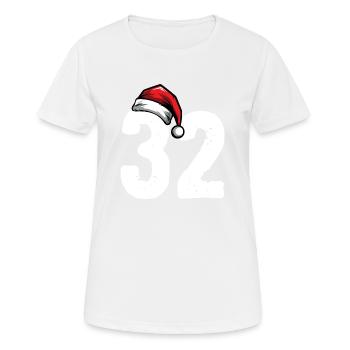 32 Numéro Noël - T-shirt respirant Femme - blanc - Devant - AI Model Female 172 dark (172cm)