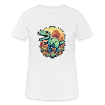 Karikatur-Dinosaurier - Frauen T-Shirt atmungsaktiv - Weiß - Vorne - AI Model Female 172 dark (172cm)