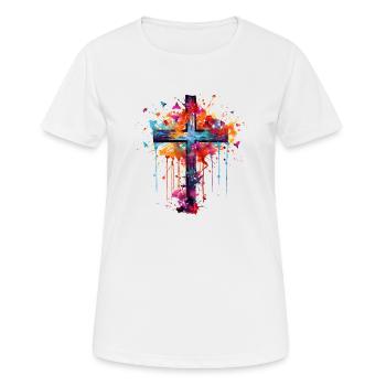 Cross for Christians and Orthodox Christianity - Women's Breathable T-Shirt - white - Front - AI Model Female 172 dark (172cm)