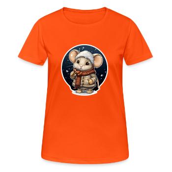 Souris d’hiver - T-shirt respirant Femme - orange néon - Devant - AI Model Female 172 dark (172cm)