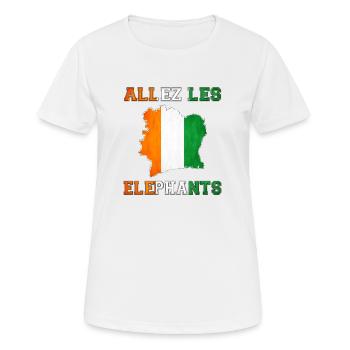 Allez Les Éléphant Maillot de Pied Côte d'Ivoire - T-shirt respirant Femme - blanc - Devant - AI Model Female 172 dark (172cm)