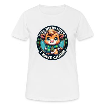 Saint Patrick's Day - Baby Highland Calf - Women's Breathable T-Shirt - white - Front - AI Model Female 172 dark (172cm)