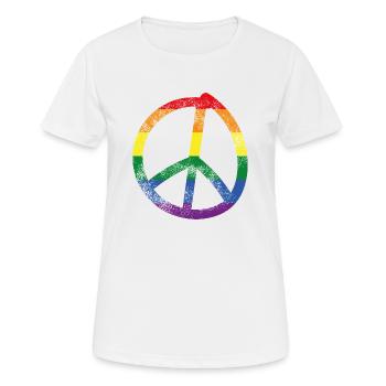 Rainbow Colors in Peace Symbol - Women's Breathable T-Shirt - white - Front - AI Model Female 172 dark (172cm)