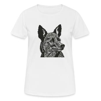 Hund Haustier Bellen Bello Welpe Dog Hundeschnauze - Frauen T-Shirt atmungsaktiv - Weiß - Vorne - AI Model Female 172 dark (172cm)
