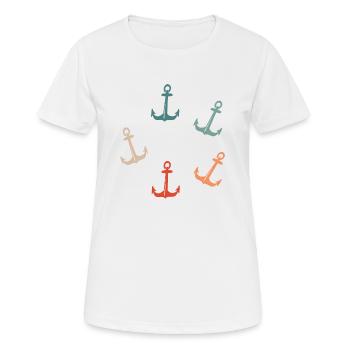 Bateau à ancre capitaine rétro - T-shirt respirant Femme - blanc - Devant - AI Model Female 172 dark (172cm)