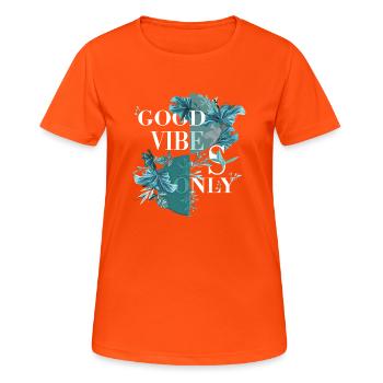 Vibes Only Sticker Quote Vector Vintage Art Styles - Women's Breathable T-Shirt - neon orange - Front - AI Model Female 172 dark (172cm)