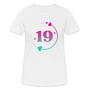 19e anniversaire cercle cœur coloré - T-shirt respirant Femme - blanc - Devant - AI Model Female 172 dark (172cm)