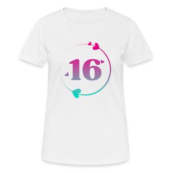 16e anniversaire cercle cœur coloré - T-shirt respirant Femme - blanc - Devant - AI Model Female 172 dark (172cm)