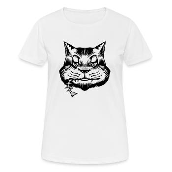 Katze frisst Fisch (Katzengesicht, Lustige Bilder) - Frauen T-Shirt atmungsaktiv - Weiß - Vorne - AI Model Female 172 dark (172cm)