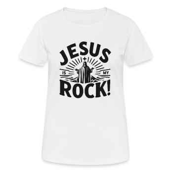 Jesus ist mein Fels in der Brandung - Frauen T-Shirt atmungsaktiv - Weiß - Vorne - AI Model Female 172 dark (172cm)
