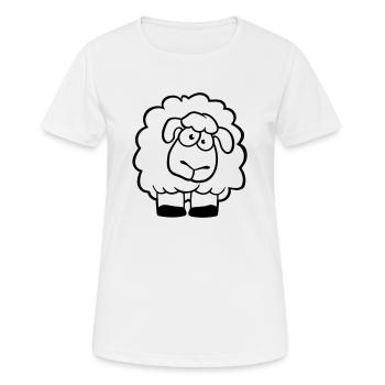 Schaf Guckt Doof Süß Niedlich Neugierig Cartoon - Frauen T-Shirt atmungsaktiv - Weiß - Vorne - AI Model Female 172 dark (172cm)