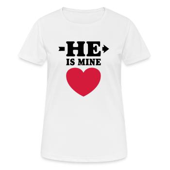 He is mine. Je t'aime j'aime toi - T-shirt respirant Femme - blanc - Devant - AI Model Female 172 dark (172cm)
