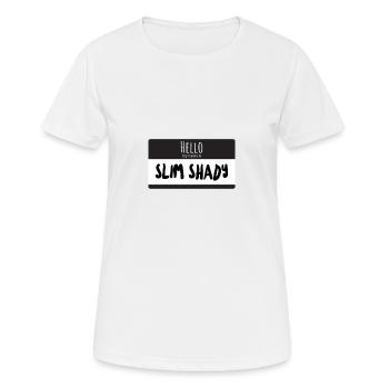 My name is Slim Shady - Frauen T-Shirt atmungsaktiv - Weiß - Vorne - AI Model Female 172 dark (172cm)