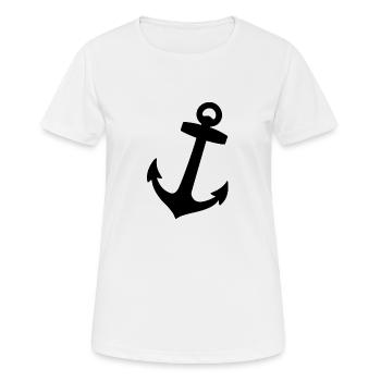 Anker - Frauen T-Shirt atmungsaktiv - Weiß - Vorne - AI Model Female 172 dark (172cm)