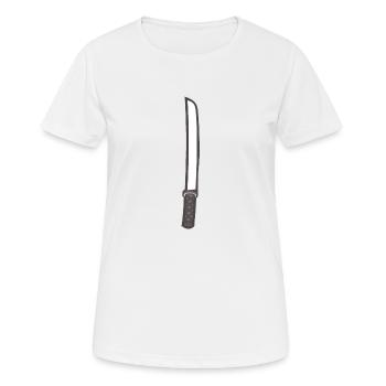 Samurai Schwert - Frauen T-Shirt atmungsaktiv - Weiß - Vorne - AI Model Female 172 dark (172cm)