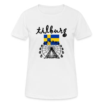 foire de Tilburg, grande roue avec le drapeau - T-shirt respirant Femme - blanc - Devant - AI Model Female 172 dark (172cm)