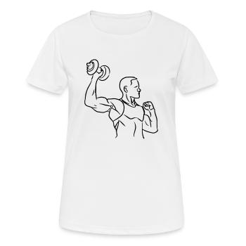 Fitness Outfit Hanteln Training Geschenkidee - Frauen T-Shirt atmungsaktiv - Weiß - Vorne - AI Model Female 172 dark (172cm)