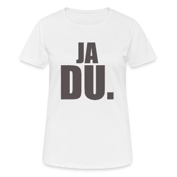 Ja - Frauen T-Shirt atmungsaktiv - Weiß - Vorne - AI Model Female 172 dark (172cm)
