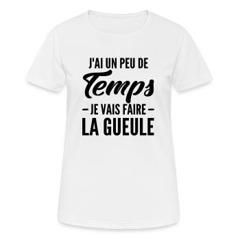 je vais faire la gueule - T-shirt respirant Femme - blanc - Devant - AI Model Female 172 dark (172cm)