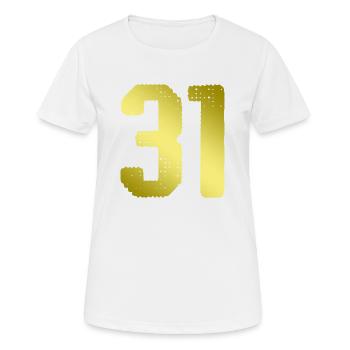 31 Maillot numéro - T-shirt respirant Femme - blanc - Devant - AI Model Female 172 dark (172cm)